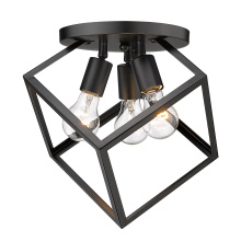 Golden 2086-3SF BLK - Golden Lighting Cassio 3-light Semi-Flush Mount in Matte Black